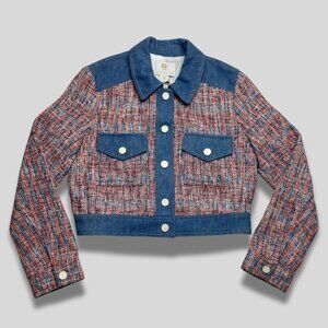 HOUSE OF HARLOW 1960 NEW Tweed Denim Western Style Jacket Size M